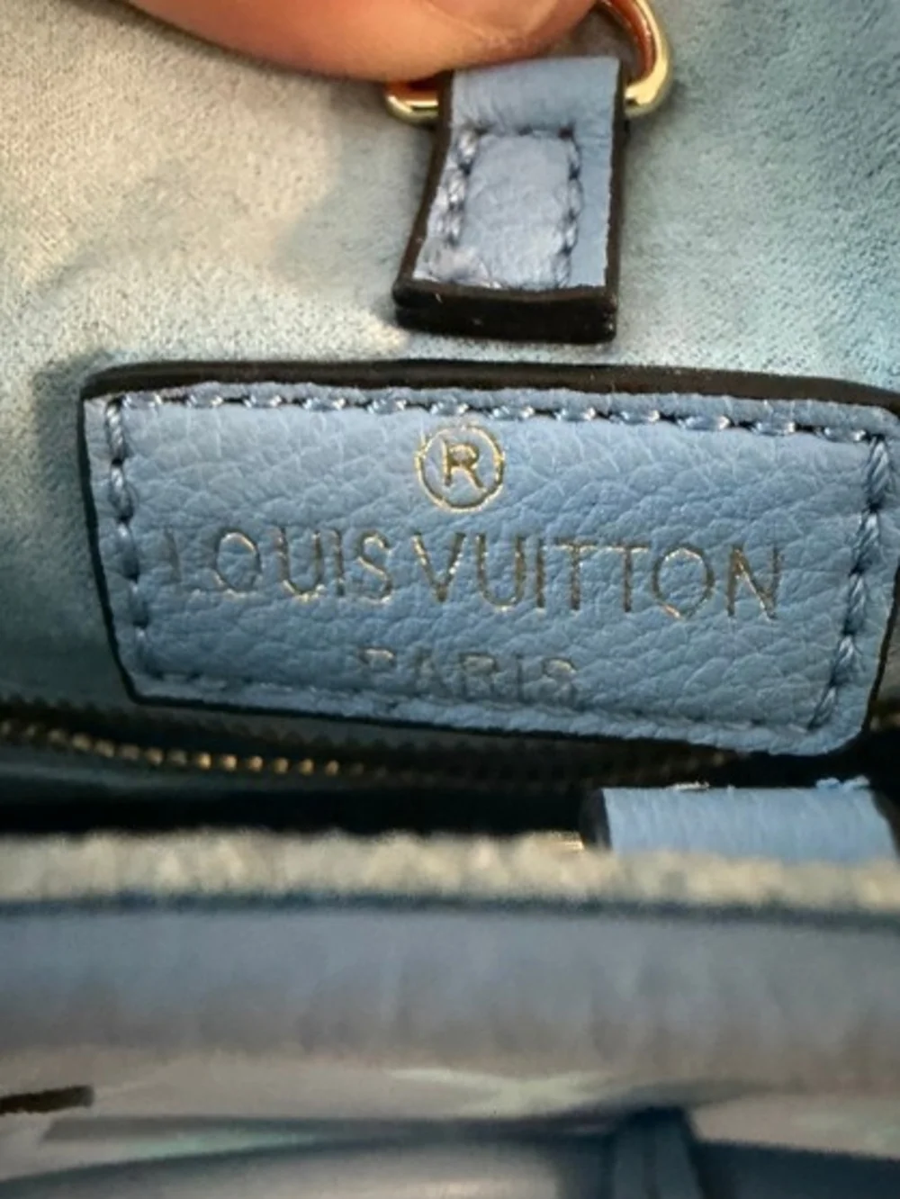 Blue Tote with Pastel Monogram Accents